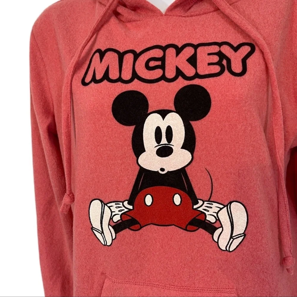 Womens Disney Mickey Mouse Hoodie Sweater M Salmon - Picture 2 of 8